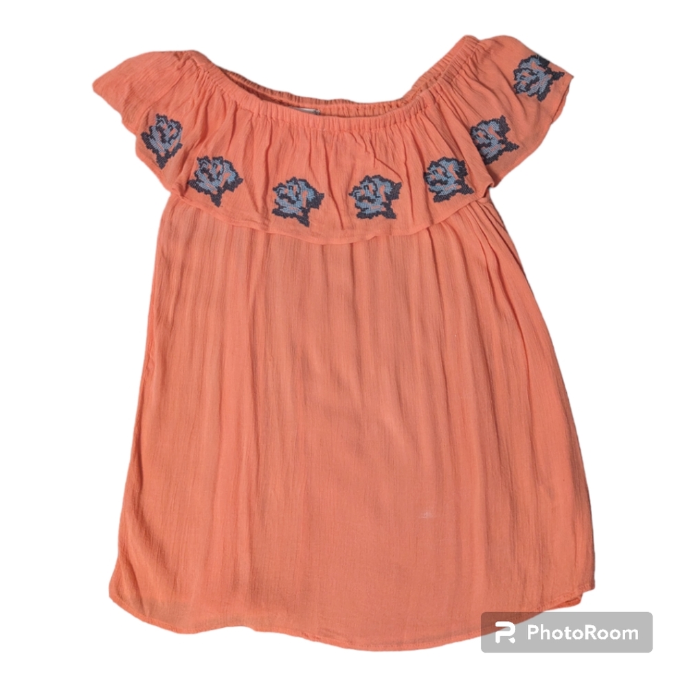 Baby+Chloe Embroidered Coral Pink Gauze Sleeveless Top Blouse. Women's Large